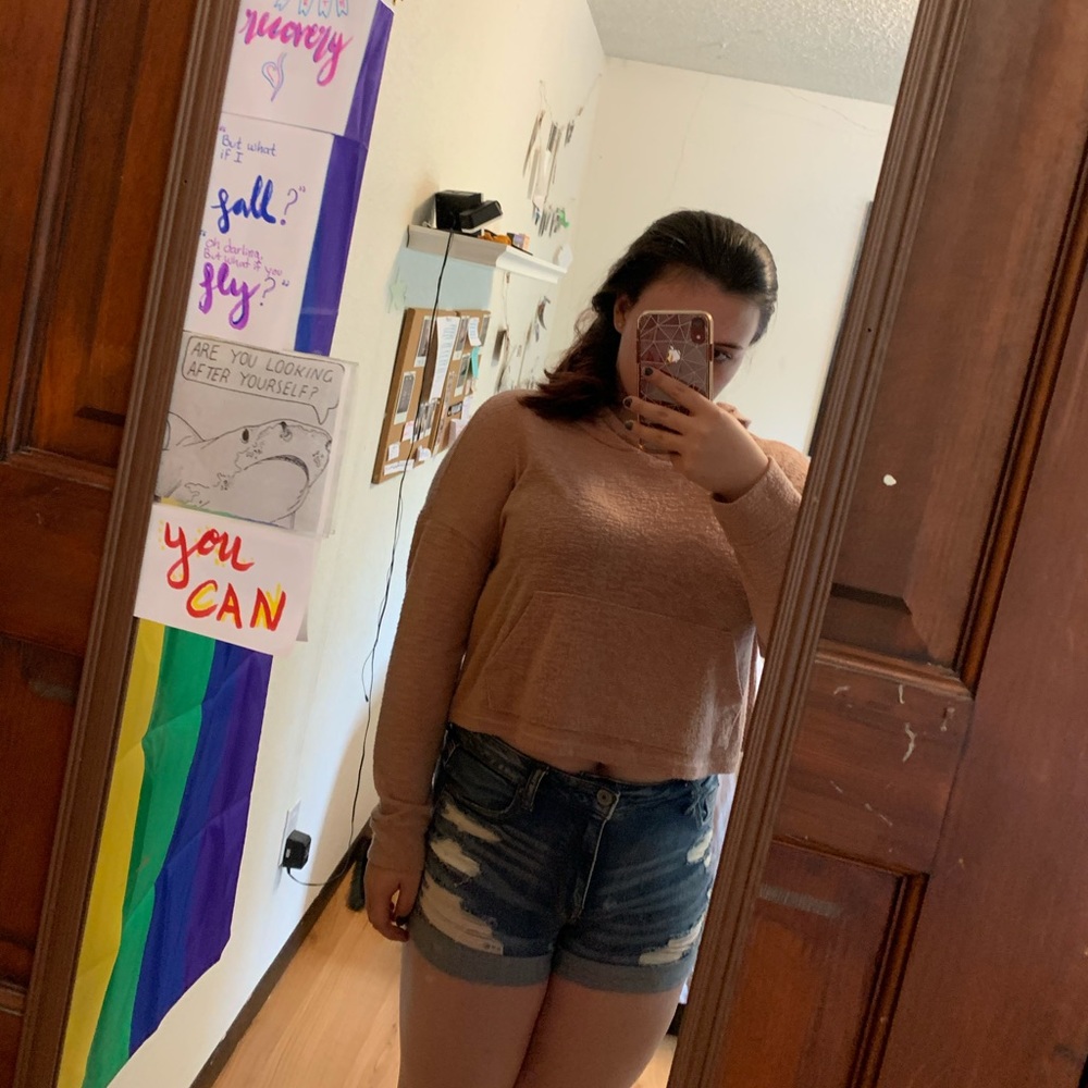 Forever 21 pink hoodie crop top